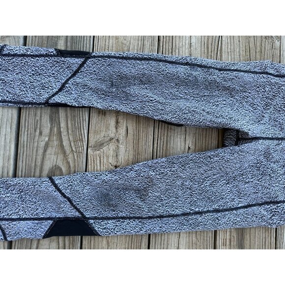 Lululemon Leggings Pace Rival Crop Power Luxtreme Spray black white Size 6 - Picture 3 of 4